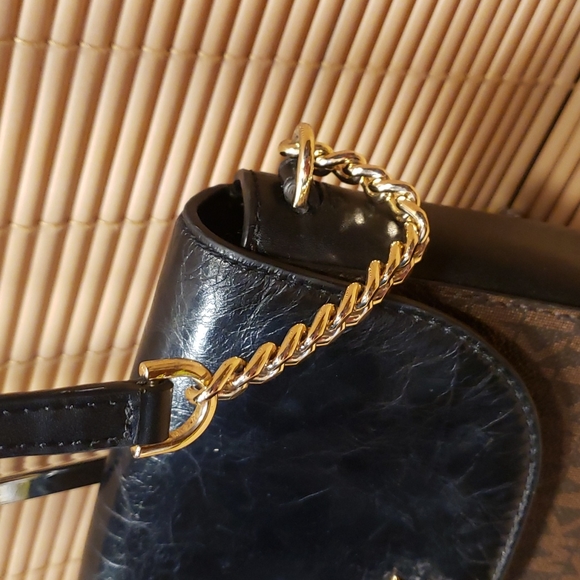 Sold Michael Kors Crossbody Logo MK Brown and Black Purse - Picture 4 of 15